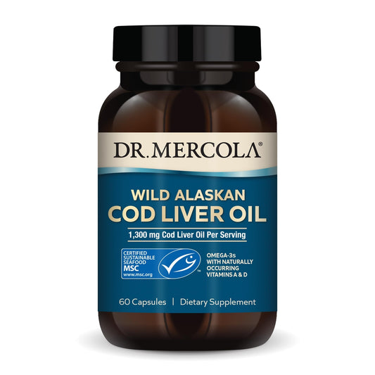 Dr. Mercola frasco frontal mostrando etiqueta y beneficios