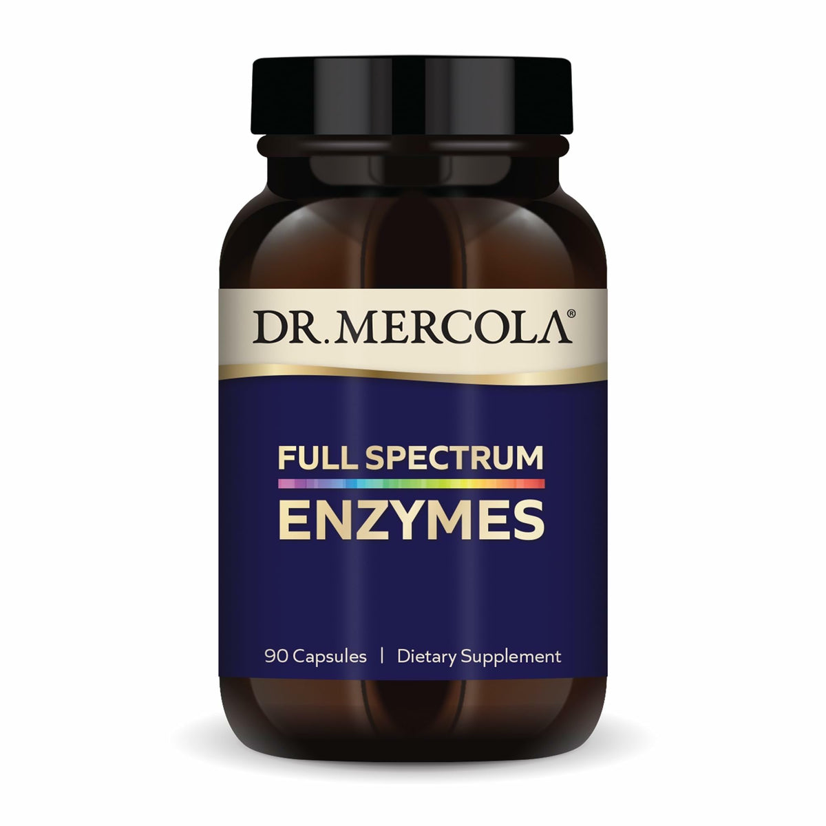 Dr. Mercola frasco frontal mostrando etiqueta y beneficio digestivo inmediato