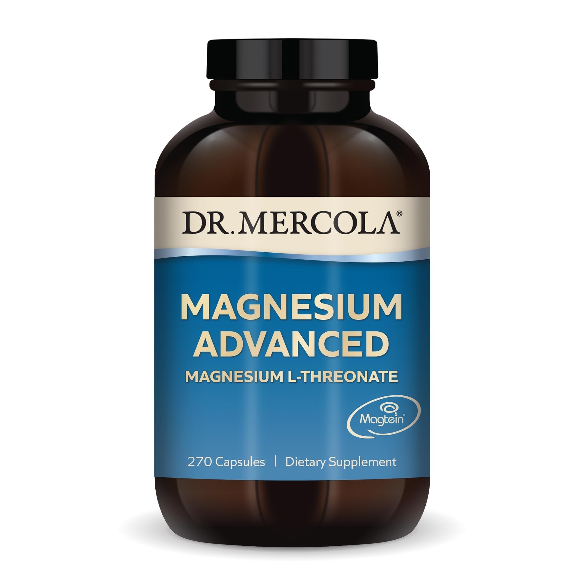 Dr. Mercola frasco frontal mostrando etiqueta clara y cantidades
