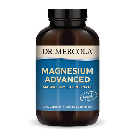 Dr. Mercola frasco frontal mostrando etiqueta clara y cantidades