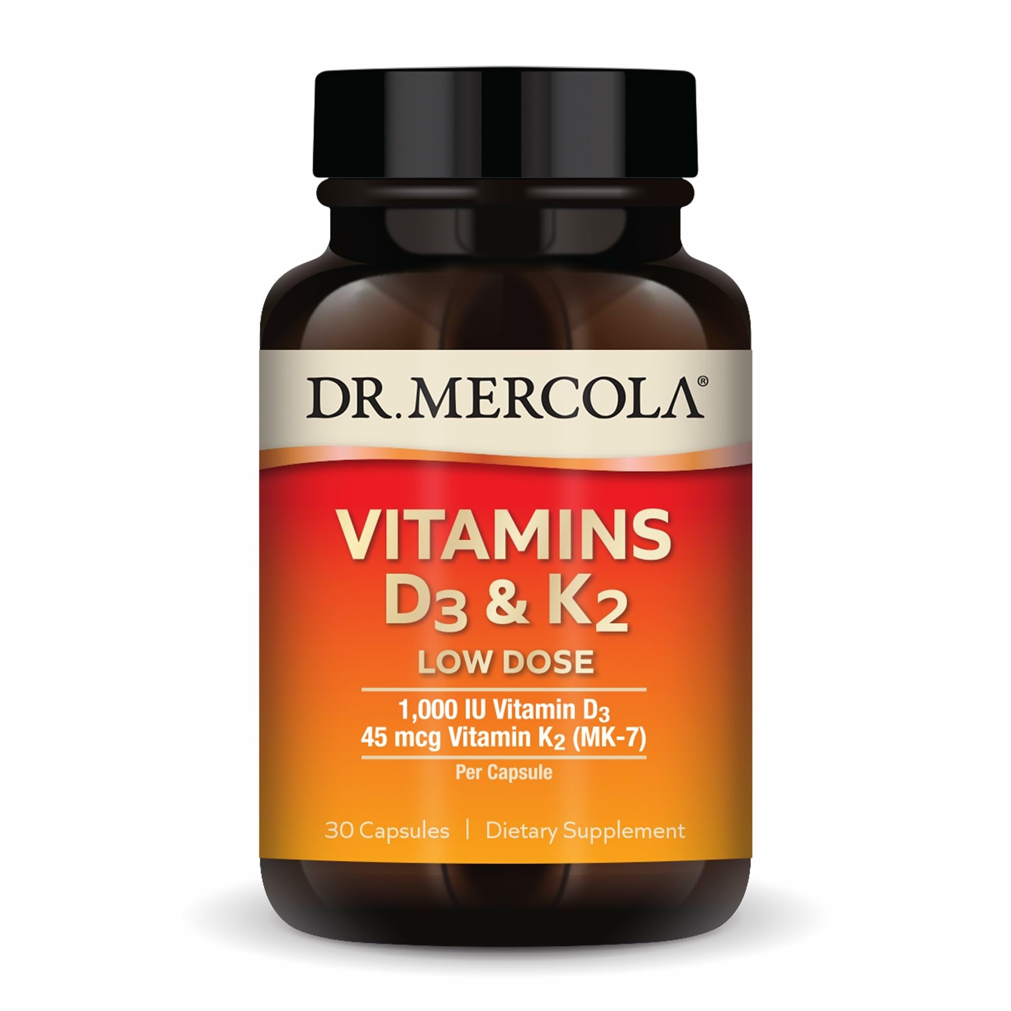 Dr. Mercola frasco frontal mostrando marca y beneficios para mantenimiento