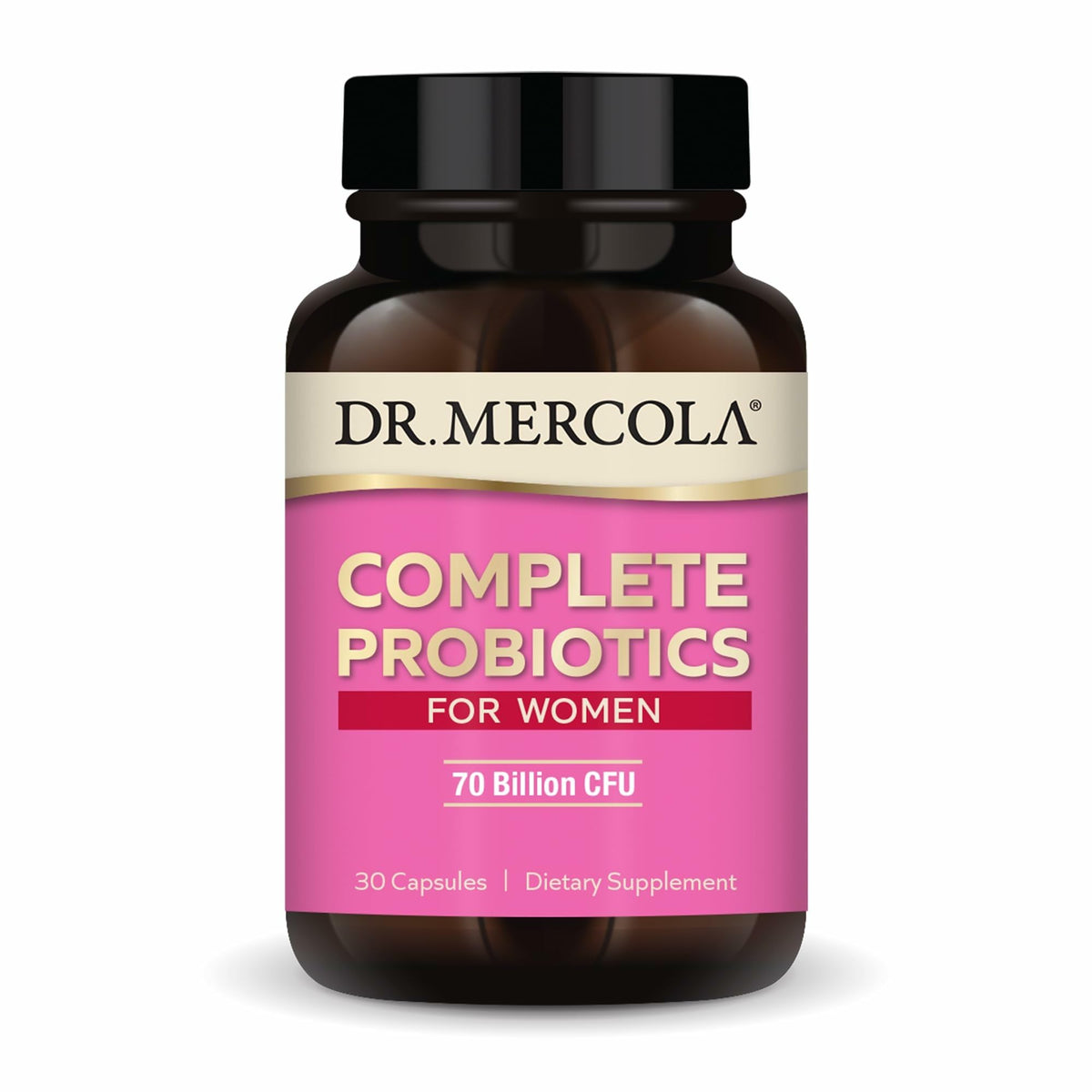 Dr. Mercola frente del envase mostrando marca y uso