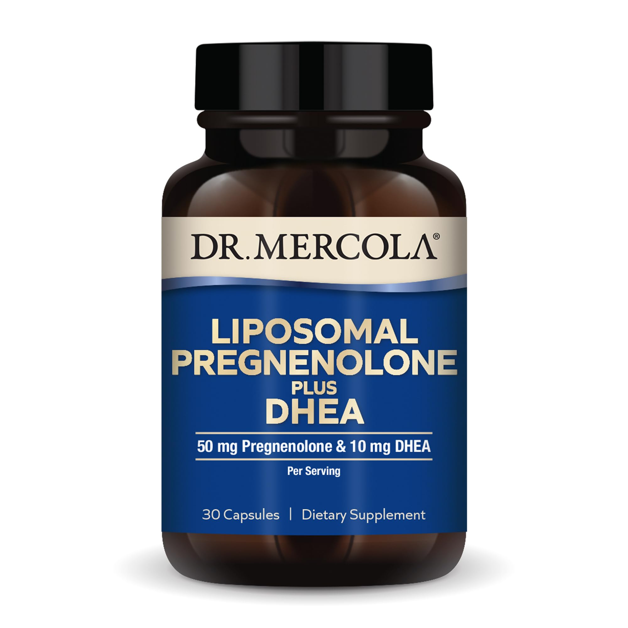 Dr. Mercola frente del producto mostrando envase y dosificación clara
