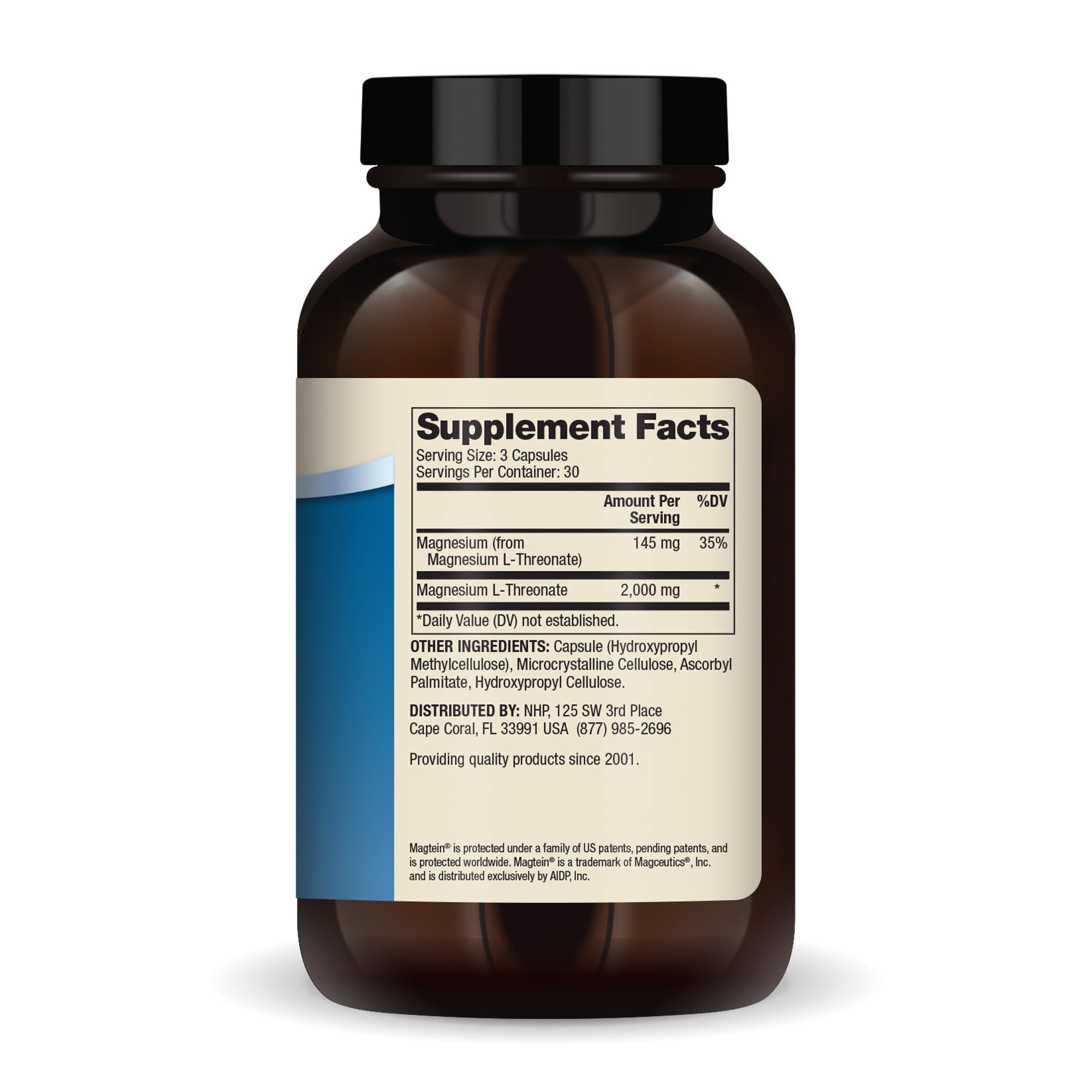 Dr. Mercola etiqueta de ingredientes resaltando Magtein y pureza