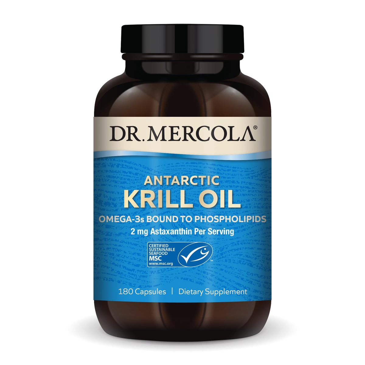 Dr. Mercola frasco frontal mostrando 180 cápsulas y etiqueta clara