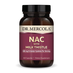 Dr. Mercola envase frontal del suplemento NAC mostrando etiqueta clara y beneficios