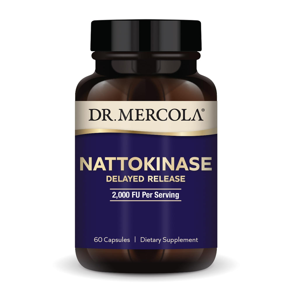 Dr. Mercola envase frontal mostrando 2,000 FU y 60 tabletas, confianza de calidad