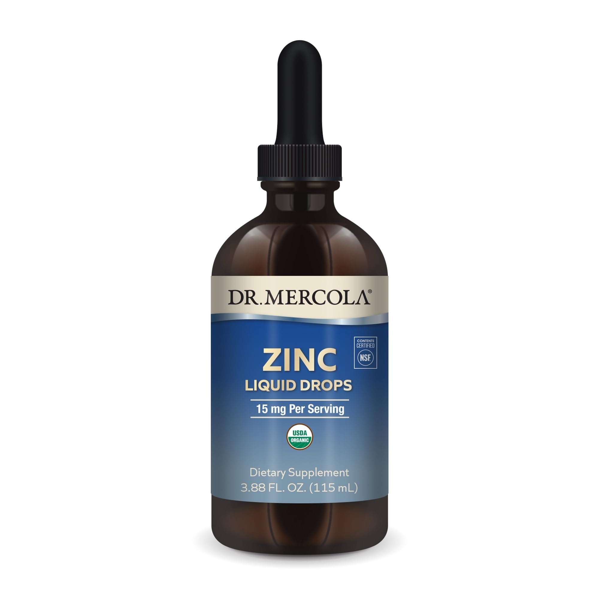 Dr. Mercola frente del envase mostrando etiqueta y beneficios orgánicos