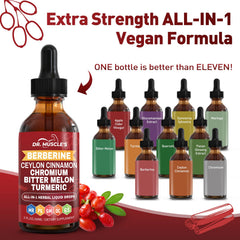 DR. MUSCLE'S etiqueta detallada con ingredientes clave y beneficios botánicos