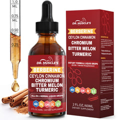 DR. MUSCLE'S frente del envase mostrando fórmula vegana y tamaño 2 fl oz