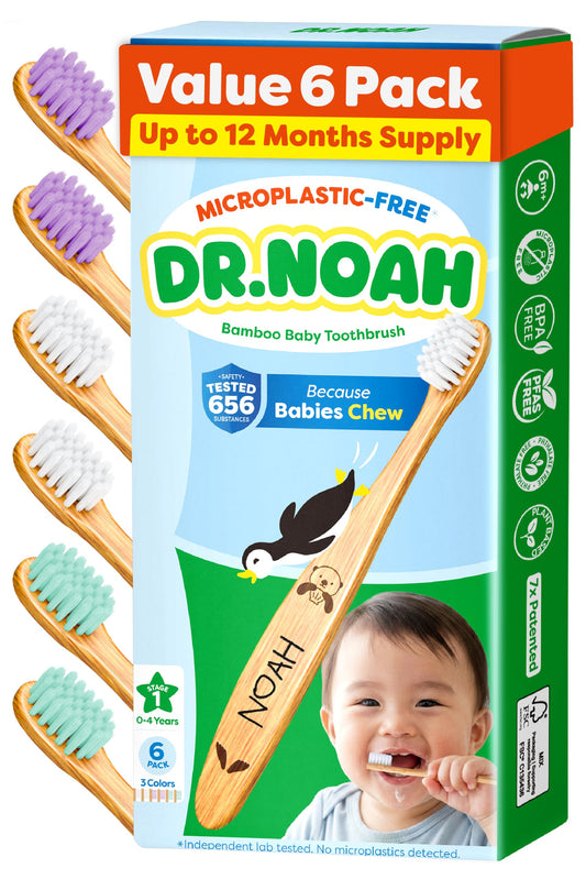 Dr. Noah empaque frontal con seis cepillos, opción segura y sostenible