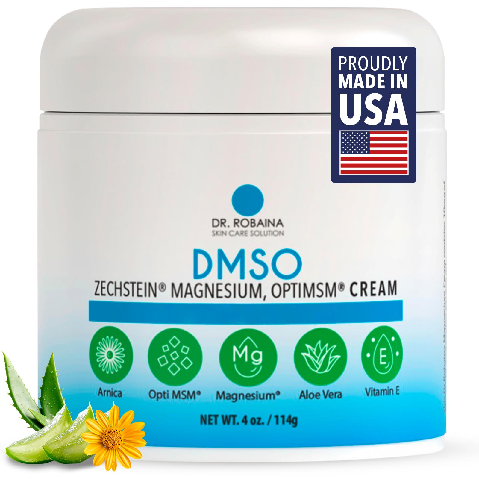 Dr. Robaina envase frontal mostrando el tamaño 4 oz y diseño claro