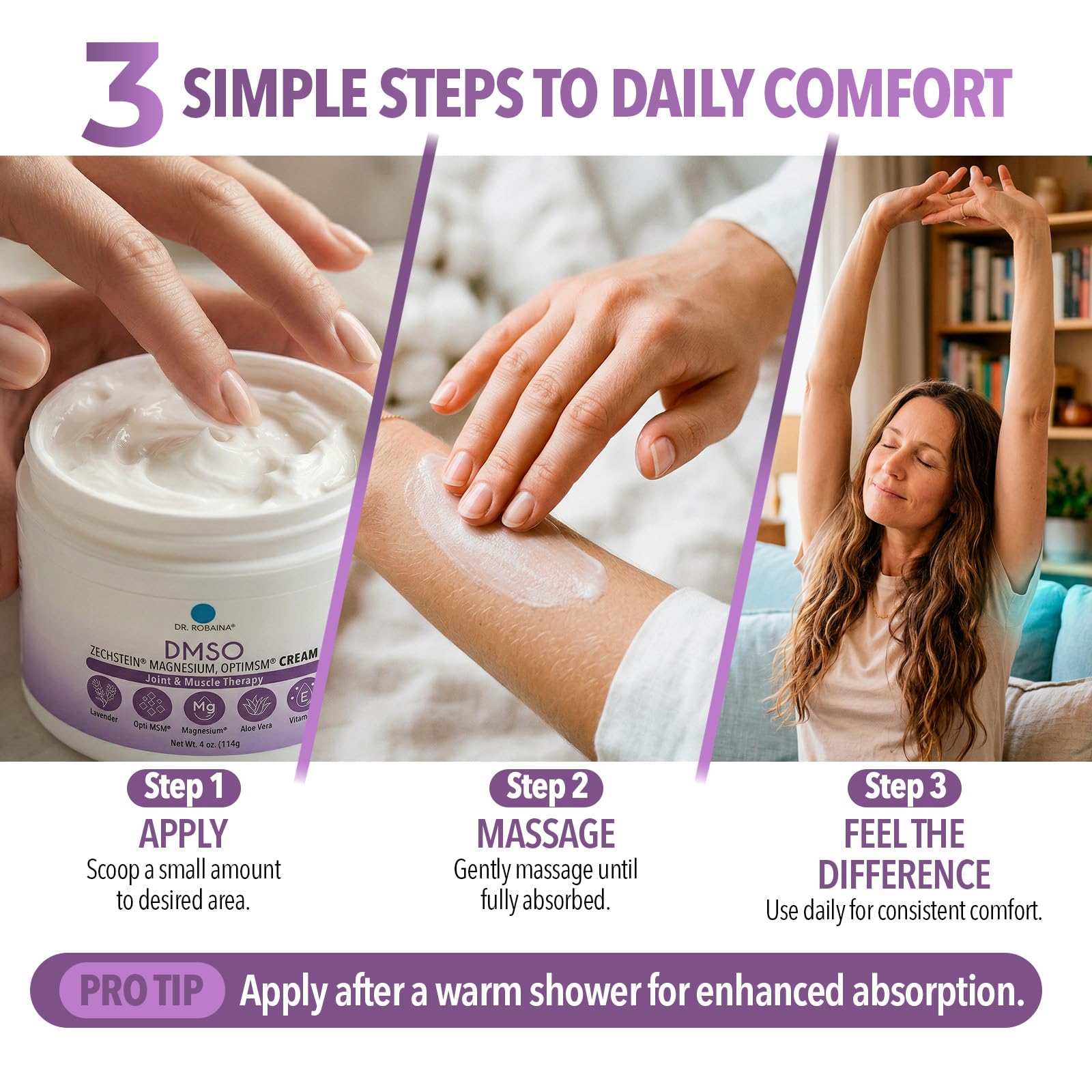 Dr. Robaina crema lavanda con árnica y aloe al lado que sugiere suavidad