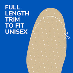 Dr. Scholl's etiqueta con información de talla y control de olores