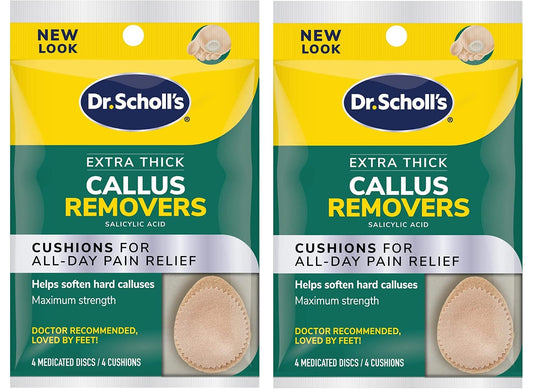 Dr. Scholl's empaque frontal mostrando beneficio de alivio todo el día