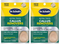 Dr. Scholl's empaque frontal mostrando beneficio de alivio todo el día