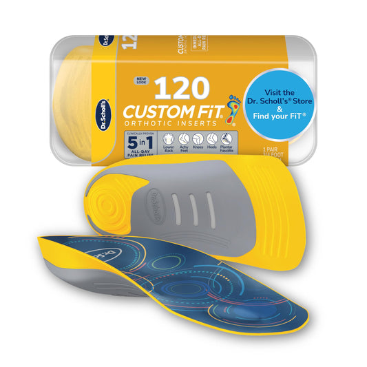 Dr. Scholl's empaque frontal mostrando plantillas y beneficios