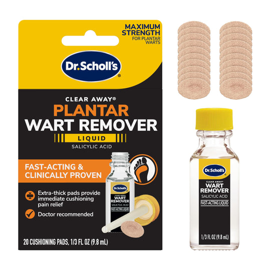 Dr. Scholl's frente del empaque mostrando kit y beneficio de tratamiento