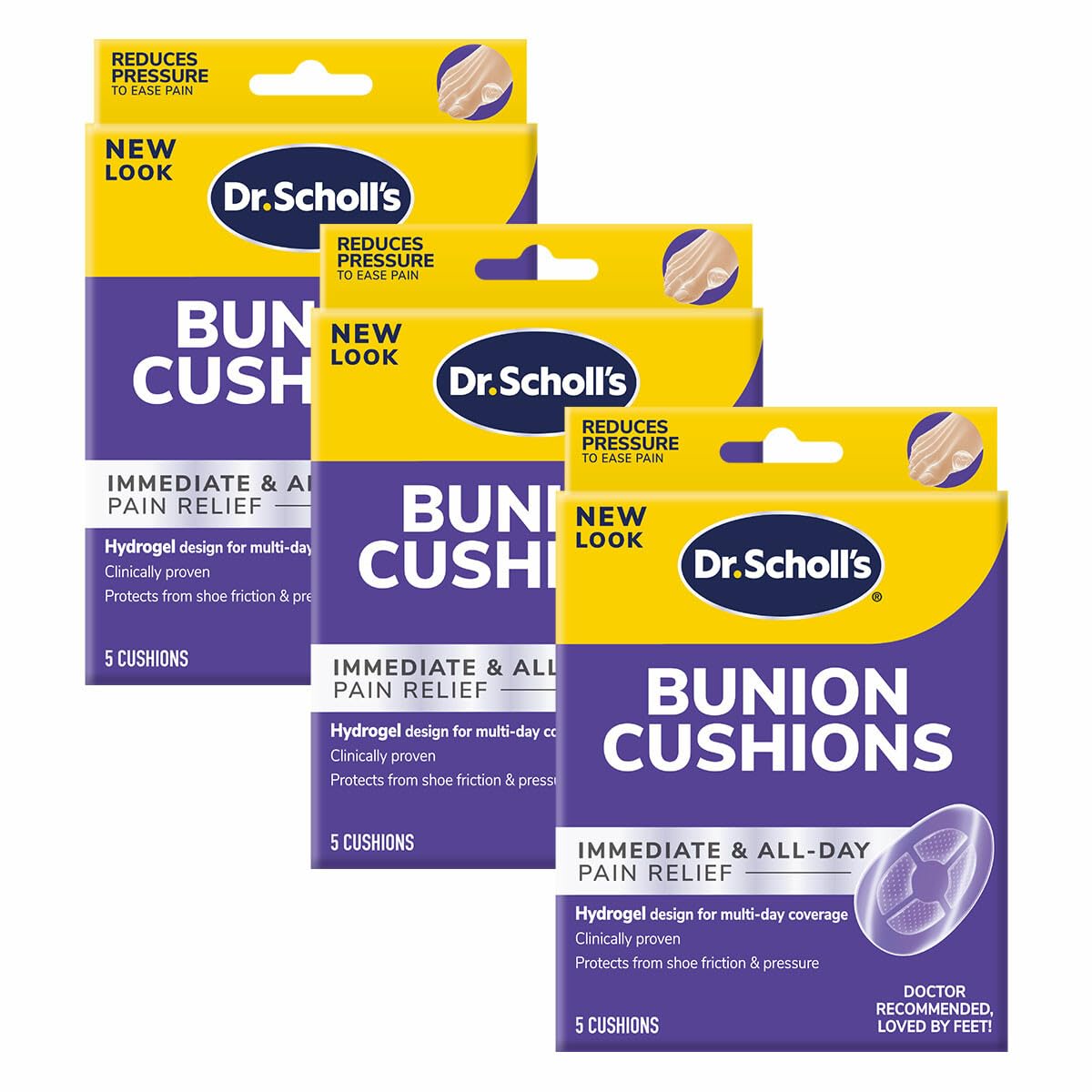 Dr. Scholl's empaque frontal del pack de 3 y 15 unidades, práctico para llevar