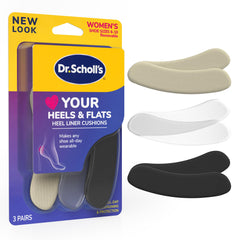 Dr. Scholl's embalaje frontal mostrando los tres pares y comodidad inmediata