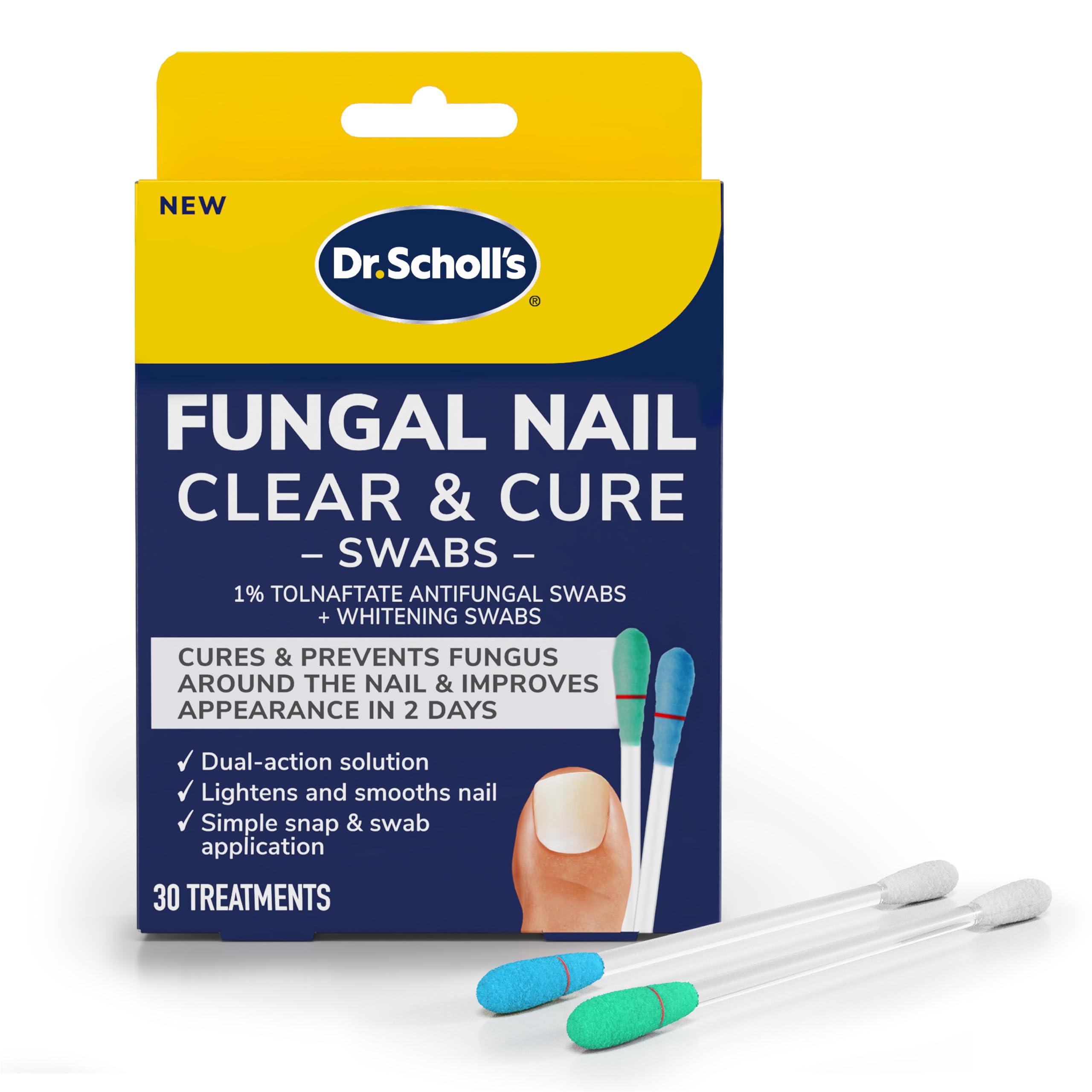Dr. Scholl's empaque frontal mostrando 30 tratamientos y beneficios