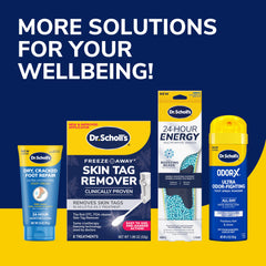 Dr. Scholl's empaque abierto con guía de corte y tallas visibles