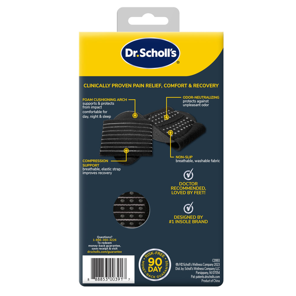 Dr. Scholl's empaque y etiqueta con instrucciones y tratamiento antiolor