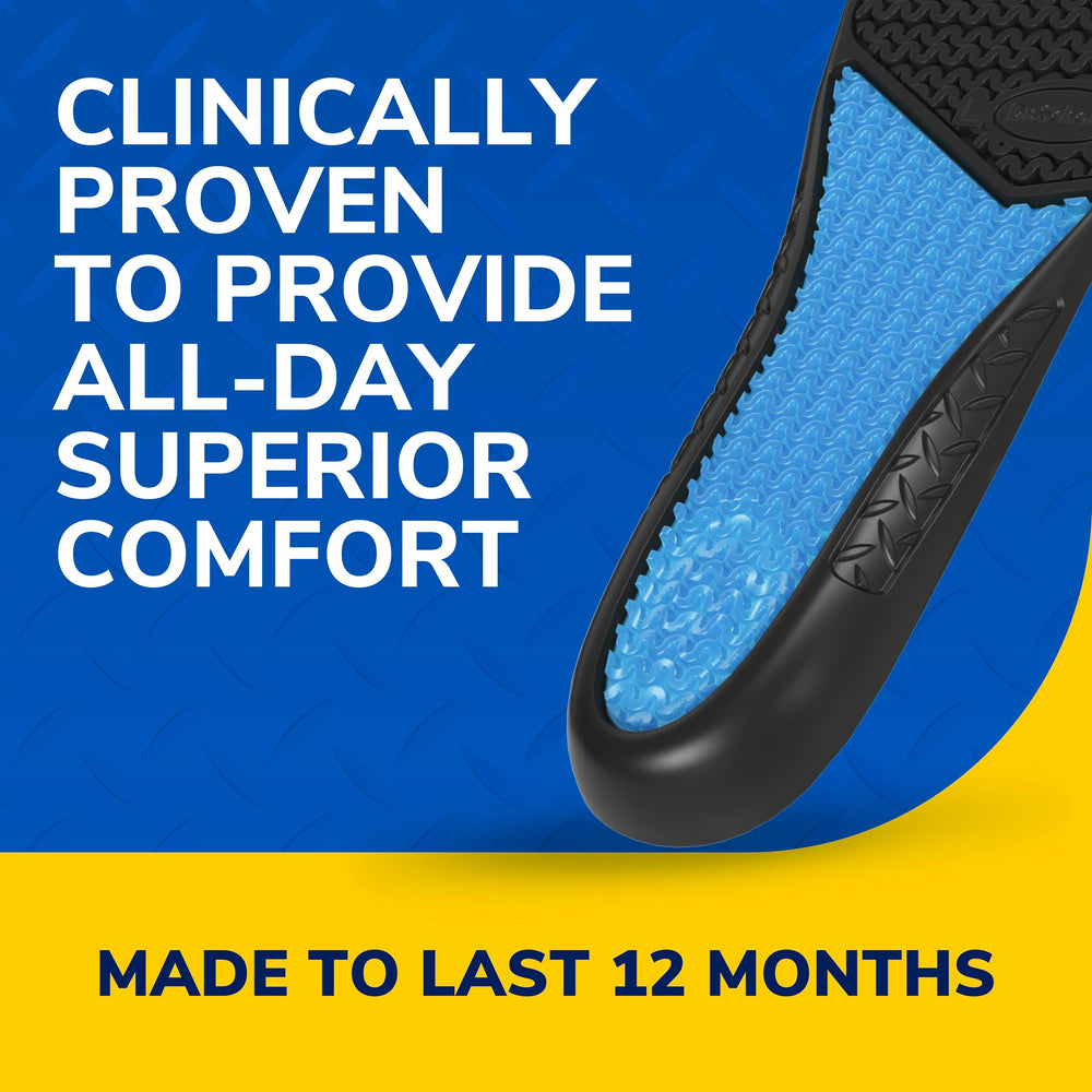 Dr. Scholl's plantillas colocadas dentro de botas de trabajo para confort