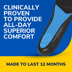 Dr. Scholl's plantillas colocadas dentro de botas de trabajo para confort