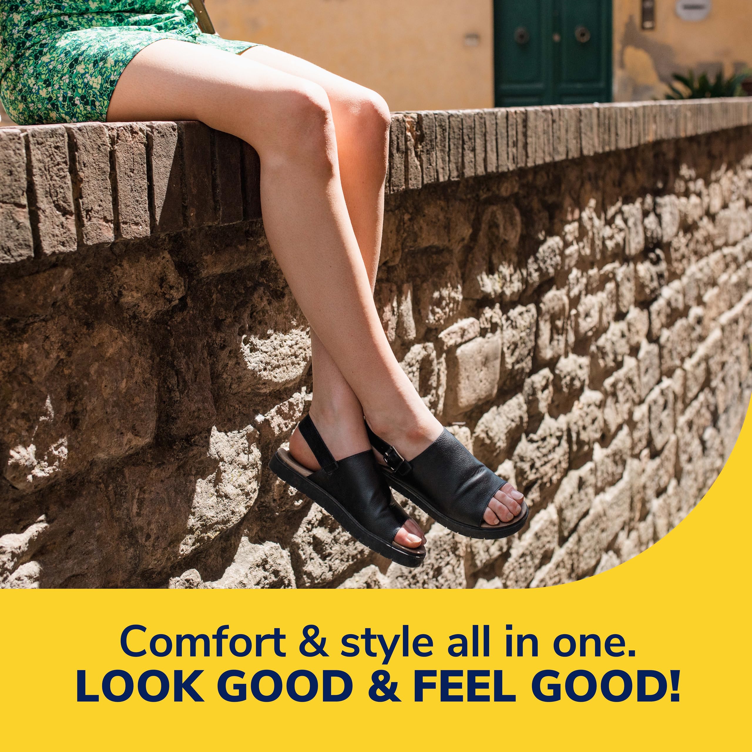 Dr. Scholl's almohadilla dentro de una sandalia mejorando confort al andar