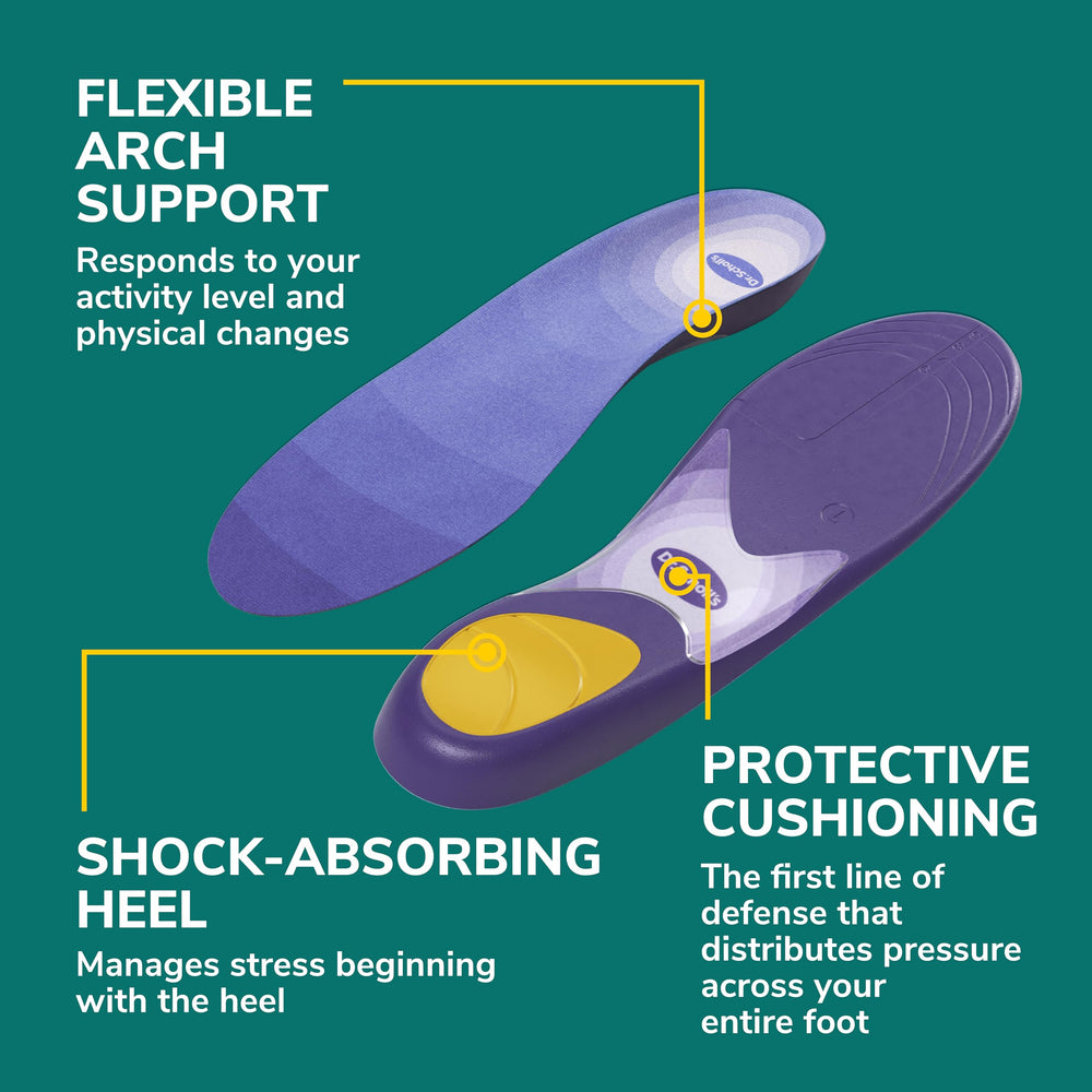 Dr. Scholl's plantilla colocada en zapatillas para uso diario y alivio preventivo