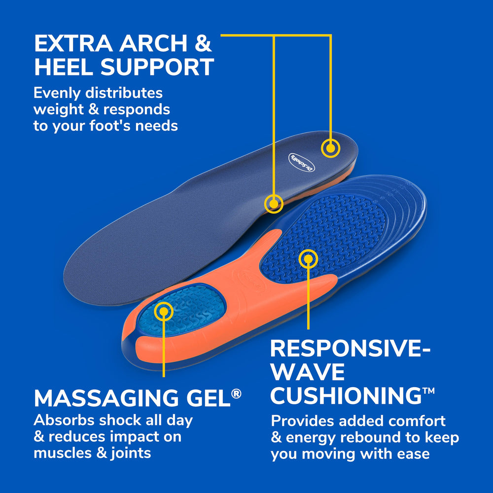 Dr. Scholl's plantilla colocada en zapato de trabajo para soporte prolongado