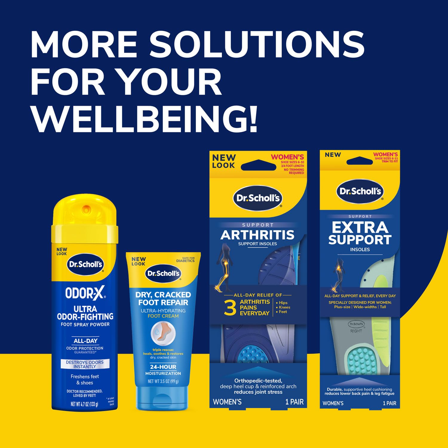 Dr. Scholl’s etiqueta con marca y talla que facilita elección correcta