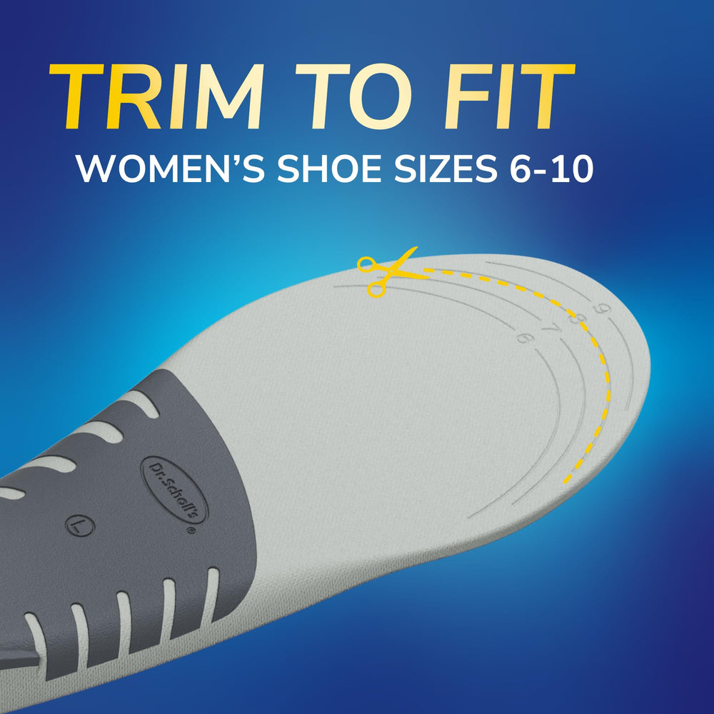 Dr. Scholl’s etiqueta y materiales indicando calidad y soporte prolongado