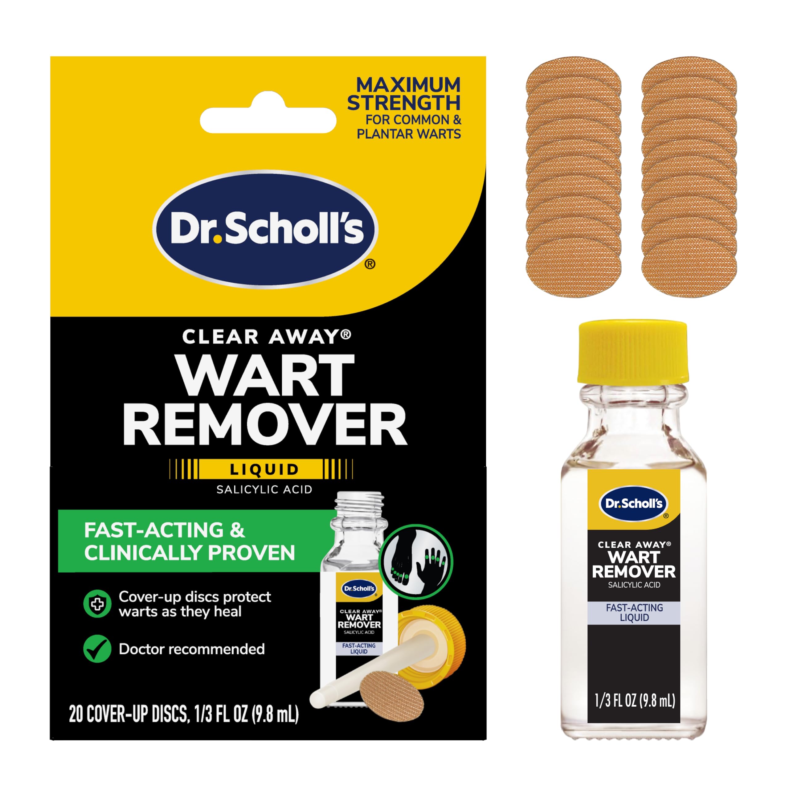 Dr. Scholl's frente del empaque que muestra contenido y beneficios