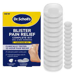 Dr. Scholl's frente del empaque mostrando el kit completo, solución rápida