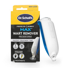 Dr. Scholl's vista frontal del envase que muestra spray efectivo