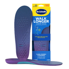 Dr. Scholl's frente del empaque mostrando la marca y beneficio principal