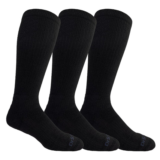 Dr. Scholl's vista frontal del calcetín negro mostrando diseño y largo para soporte laboral