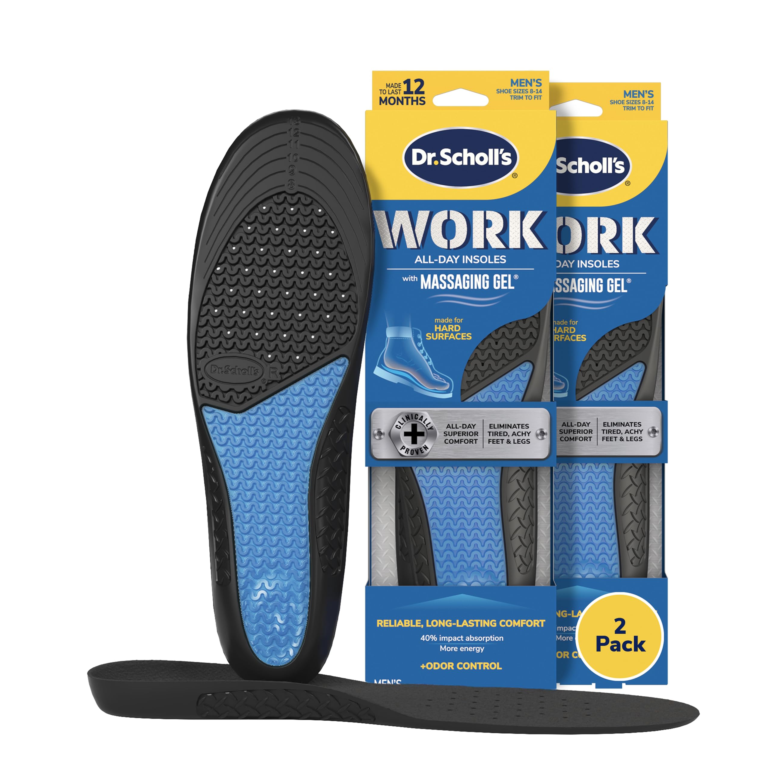 Dr. Scholl's empaque frontal mostrando plantillas y beneficios