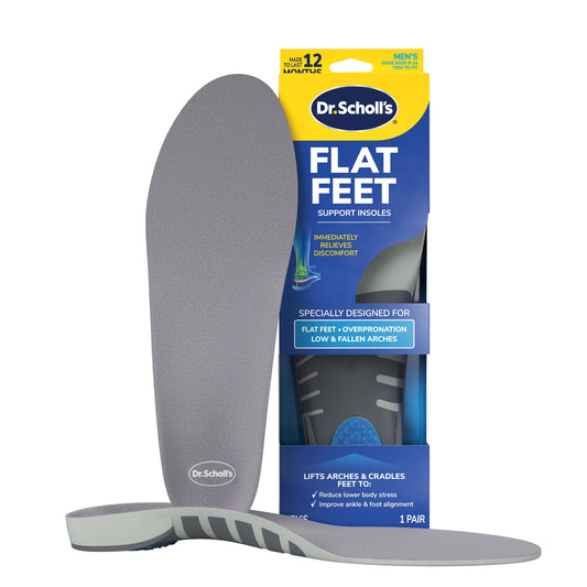 Dr. Scholl's empaque frontal mostrando plantillas y alivio inmediato