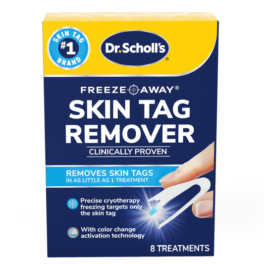 Dr. Scholl's empaque frontal mostrando el kit y beneficio de tratamiento en casa
