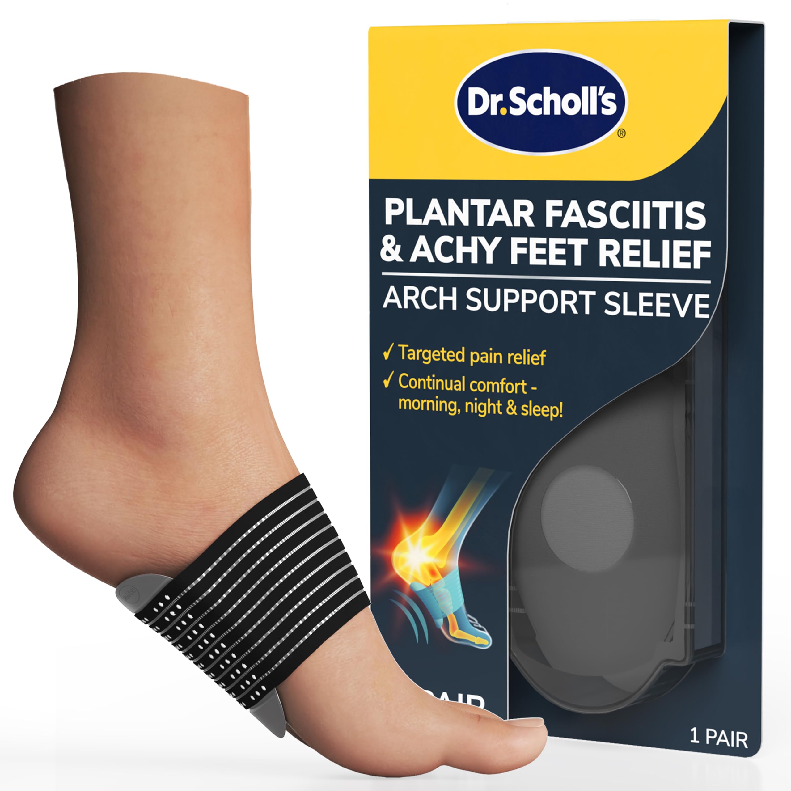 Dr. Scholl's vista frontal de la manga de soporte para arco con ajuste cómodo