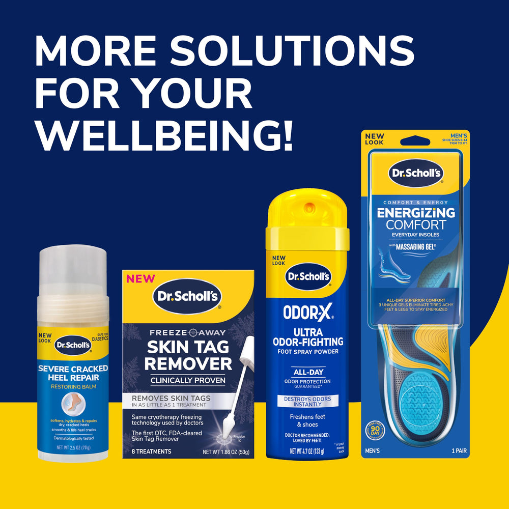 Dr. Scholl's pulverizado dentro de un zapato para prevenir malos olores