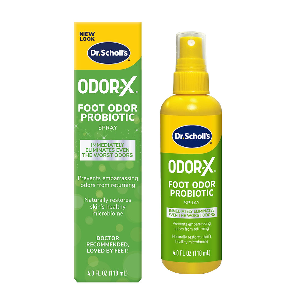 Dr. Scholl's envase frontal mostrando diseño y volumen beneficiando aplicación rápida