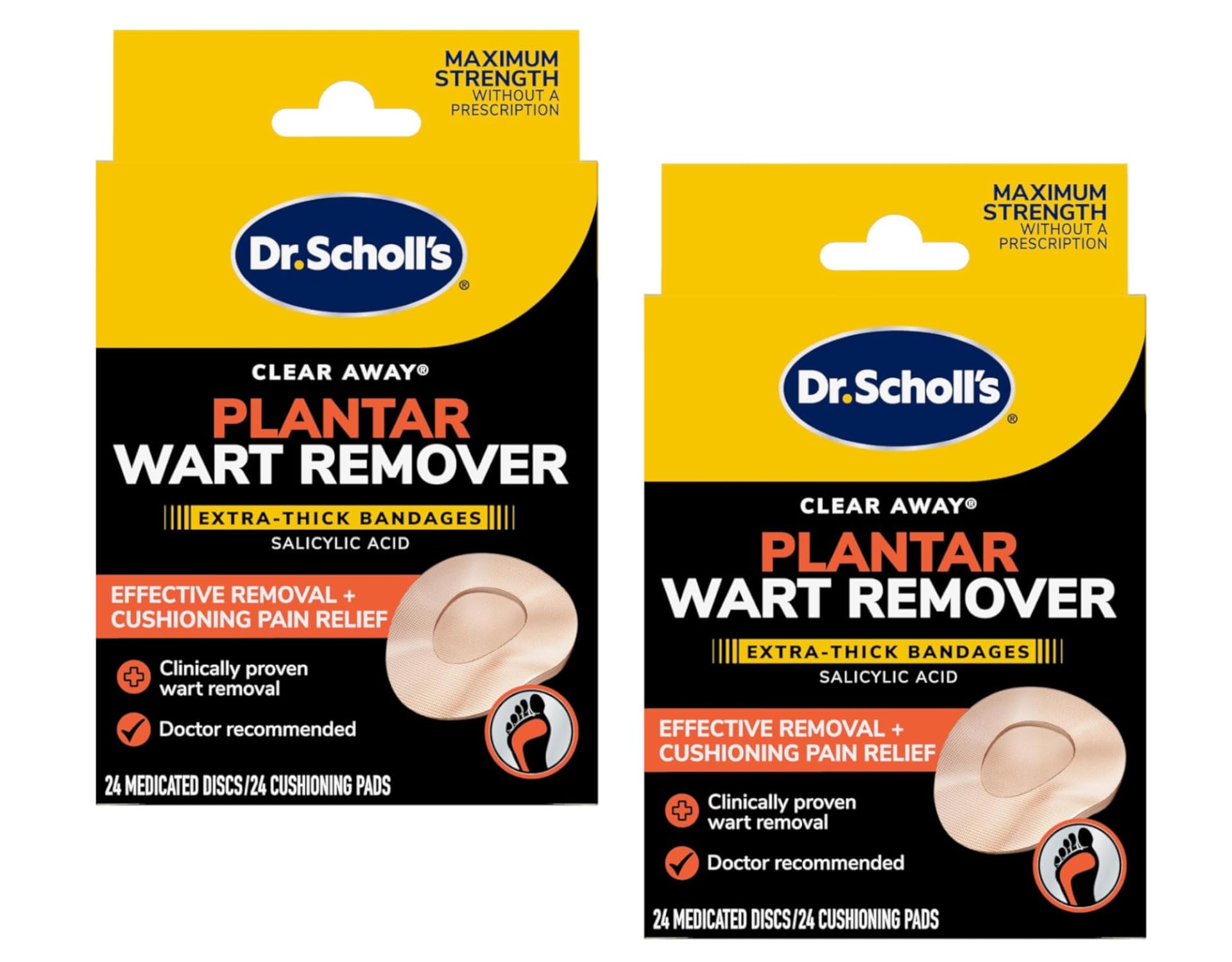 Dr. Scholl's vista frontal del empaque mostrando contenidos y beneficios
