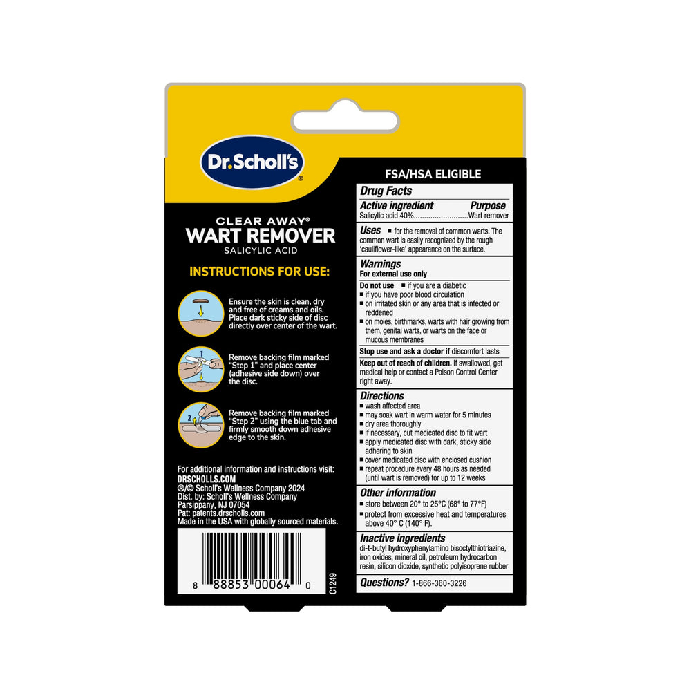Dr. Scholl's etiqueta con instrucciones visibles para aplicación segura