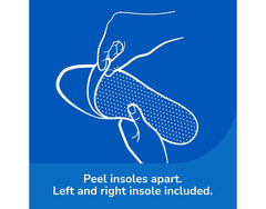 Dr. Scholl's perfil delgado dentro de un zapato mostrando espacio adicional