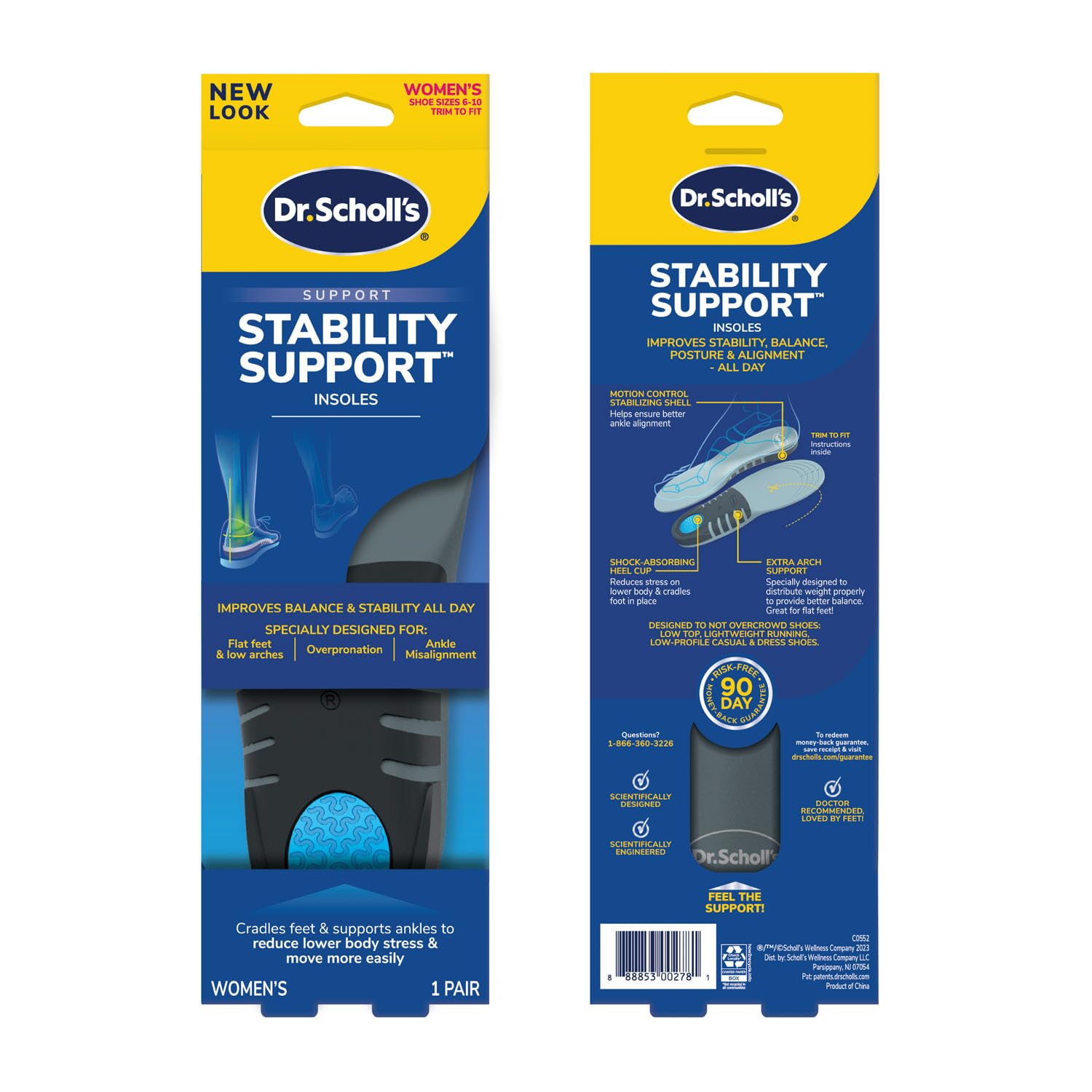 Dr. Scholl’s plantilla en ambiente casual demostrando soporte diario