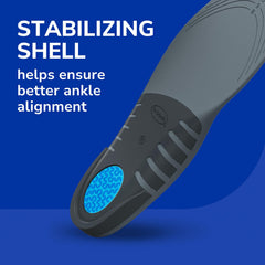 Dr. Scholl’s plantilla dentro de una zapatilla mostrando uso cómodo diario